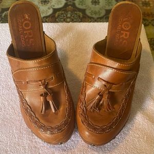 Michael Kors Leather & Wood Clog
